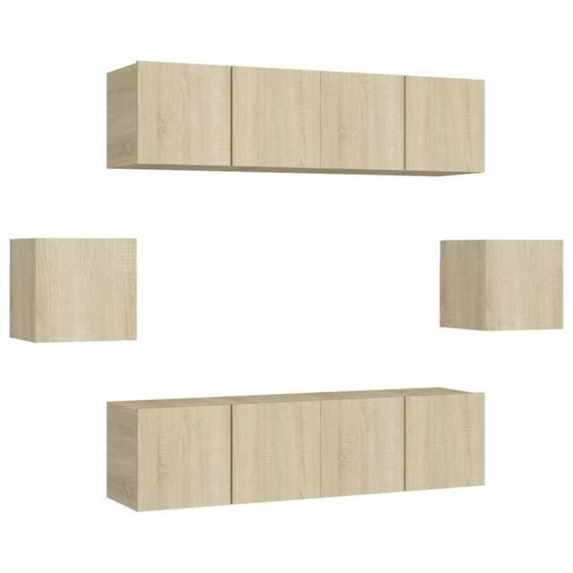 Berkfield Home 6 Piece TV Cabinet Set Sonoma Oak Engineered Wood in Light Tan - image 1