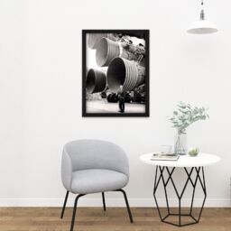 "Artery8 Wall Art Print Space NASA Von Braun Saturn V F-1 Rocket Thrusters Photo Large Framed Wall Décor Art in Light Oak - Size: W18"" x H24""" - thumbnail 2