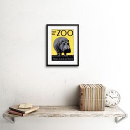 "Artery8 Wall Art Print Zoo Philadelphia USA Hippopotamus Artwork Framed 9X7 Inch in Black - Size: W7"" x H9""" - thumbnail 2