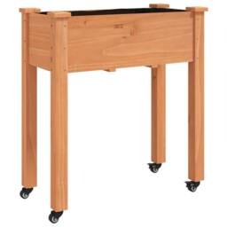 Berkfield Home Beautiful Wheeled Planter with Liner Brown 71x37x80 cm Solid Wood Fir - Size: 71 x 37 x 80 cm - thumbnail 3