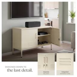 tectake Baker Sideboard, Magnetic Closure, Adjustable Shelf in Cream - thumbnail 4