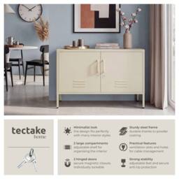 tectake Baker Sideboard, Magnetic Closure, Adjustable Shelf in Cream - thumbnail 2