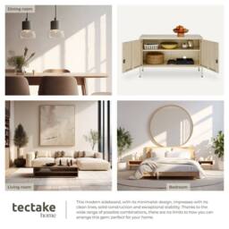 tectake Baker Sideboard, Magnetic Closure, Adjustable Shelf in Cream - thumbnail 7
