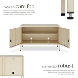 tectake Baker Sideboard, Magnetic Closure, Adjustable Shelf in Cream - thumbnail 3