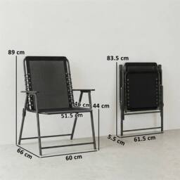 EONLION Black Garden Dining Chairs with Wide Seat - Size: 100 cm - thumbnail 2