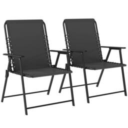 EONLION Black Garden Dining Chairs with Wide Seat - Size: 100 cm