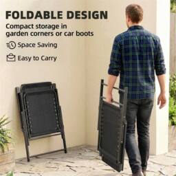 EONLION Black Garden Dining Chairs with Wide Seat - Size: 100 cm - thumbnail 4