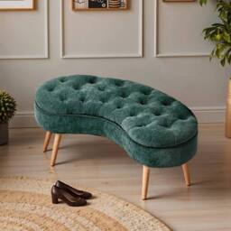 KORVIXA Upholstered Flip Top Storage Ottoman Bench Living Room Bedroom in Green - Size: 100 cm x 100 cm - thumbnail 3
