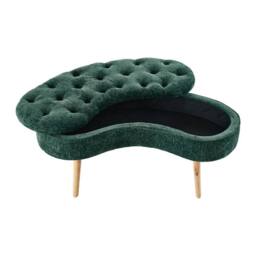 KORVIXA Upholstered Flip Top Storage Ottoman Bench Living Room Bedroom in Green - Size: 100 cm x 100 cm - thumbnail 4