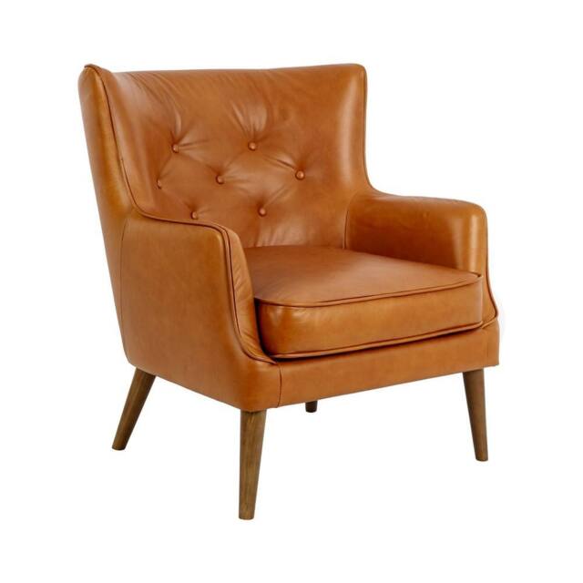 Angel Cerda Brown Chester Armchair, Split Cowhide Leather, Walnut - image 1