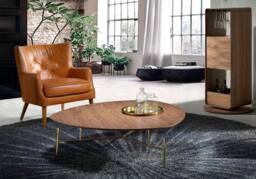 Angel Cerda Brown Chester Armchair, Split Cowhide Leather, Walnut - thumbnail 3