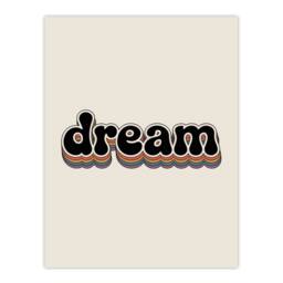 "Artery8 Dream Colourful Retro Rainbow Font Typography Wall Art Print in Beige - Size: W12"" x H16""" - thumbnail 1