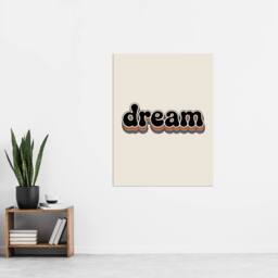 "Artery8 Dream Colourful Retro Rainbow Font Typography Wall Art Print in Beige - Size: W12"" x H16""" - thumbnail 4