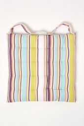 Homescapes Set of 4 Osaka Green Stripe Seat Pad with Button Straps, 40 x 40 cm - Size: 40 cm x 40 cm - thumbnail 4