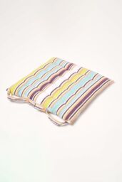 Homescapes Set of 4 Osaka Green Stripe Seat Pad with Button Straps, 40 x 40 cm - Size: 40 cm x 40 cm - thumbnail 3