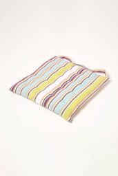 Homescapes Set of 4 Osaka Green Stripe Seat Pad with Button Straps, 40 x 40 cm - Size: 40 cm x 40 cm - thumbnail 2