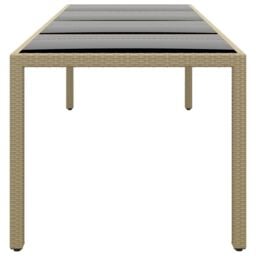 Berkfield Home Garden Table with Glass Top Beige Poly Rattan - thumbnail 3