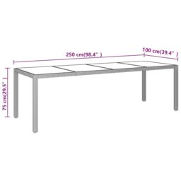 Berkfield Home Garden Table with Glass Top Beige Poly Rattan - thumbnail 5