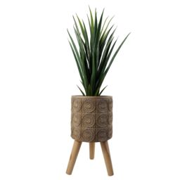 Leaf x 21.5cm Zandi Flowers Composite Large Planter 40cm in Dark Brown - thumbnail 2