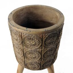 Leaf x 21.5cm Zandi Flowers Composite Large Planter 40cm in Dark Brown - thumbnail 5