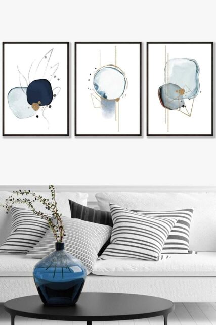 ARTZE Abstract Blue Winter Moods Angel Framed Wall Art - Large in Black - Size: W53 cm x H73 cm x D20mm - image 1