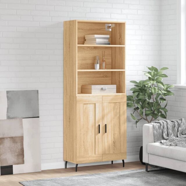 Berkfield Home Highboard Sonoma Oak 69.5x34x180 cm Engineered Wood in Brown - image 1