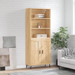 Berkfield Home Highboard Sonoma Oak 69.5x34x180 cm Engineered Wood in Brown - thumbnail 1