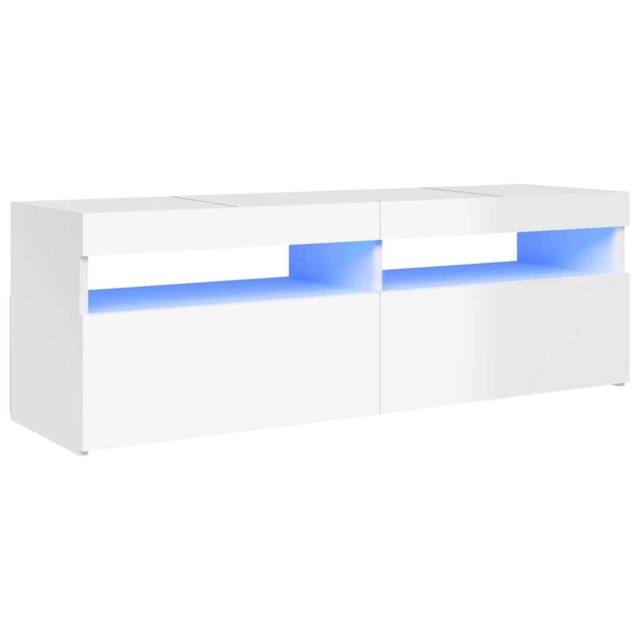 Berkfield Home TV Cabinet with LED Lights High Gloss White 120x35x40 cm - Size: 120 x 35 x 40 cm - image 1