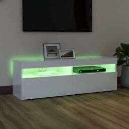 Berkfield Home TV Cabinet with LED Lights High Gloss White 120x35x40 cm - Size: 120 x 35 x 40 cm - thumbnail 5