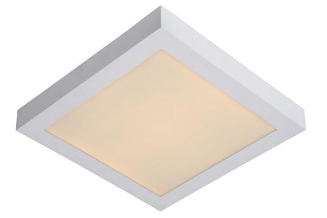 Lucide 'BRICE' Dimmable Stylish Square Bathroom LED Flush Ceiling Light in White - image 1