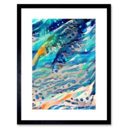 "Artery8 Wall Art Print Tropical Beach Seaside Waves Abstract Framed in Black - Size: W7"" x H9""" - thumbnail 1