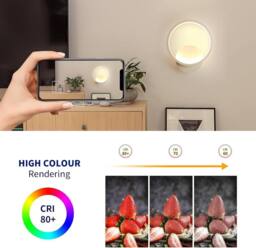 COMELY Indoor Wall Lights, 12W White Round Wall Lights, Warm White 3000K - thumbnail 7