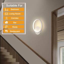 COMELY Indoor Wall Lights, 12W White Round Wall Lights, Warm White 3000K - thumbnail 6