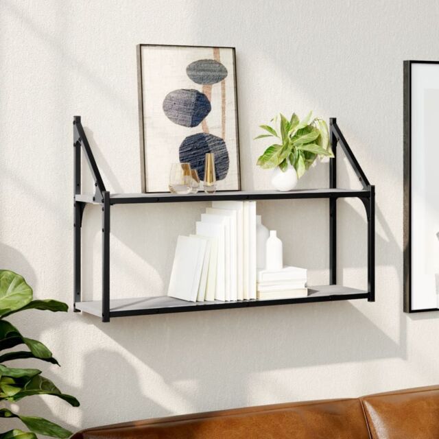 Berkfield Home 2-Tier Wall Shelf Grey Sonoma 80x21x51 cm Engineered Wood - Size: 80 x 21 x 51 cm - image 1