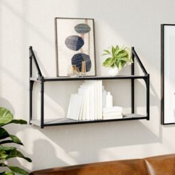 Berkfield Home 2-Tier Wall Shelf Grey Sonoma 80x21x51 cm Engineered Wood - Size: 80 x 21 x 51 cm - thumbnail 1