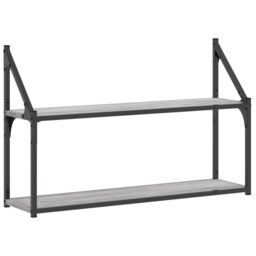 Berkfield Home 2-Tier Wall Shelf Grey Sonoma 80x21x51 cm Engineered Wood - Size: 80 x 21 x 51 cm - thumbnail 2