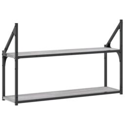 Berkfield Home 2-Tier Wall Shelf Grey Sonoma 80x21x51 cm Engineered Wood - Size: 80 x 21 x 51 cm - thumbnail 6