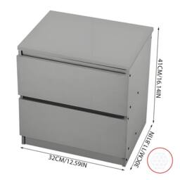 FORGEVIO Grey Wooden Bedside Table 2 Drawers Nightstand Storage - Size: 0.6m2 - thumbnail 2