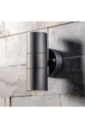 CGC Lighting 'Leon' Black Stainless Steel GU10 Up & Down Outdoor Wall Light IP44 - thumbnail 2