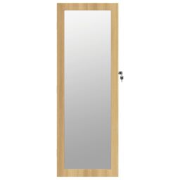 Berkfield Home Mirror Jewellery Cabinet with LED Lights Wall Mounted in Brown - thumbnail 4