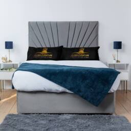 UK Bed Furniture Sunrise Divan Bed Base with 26 Inch Headboard - No Storage in Grey - Size: King - thumbnail 1