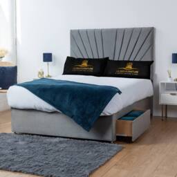 UK Bed Furniture Sunrise Divan Bed Base with 26 Inch Headboard - No Storage in Grey - Size: King - thumbnail 2
