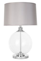 Orsina Edna Small Silver Silk Shade Table Lamp - thumbnail 1