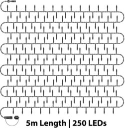Xmas Haus Cluster Lights Black Rubber IP65 5m /250 LED Warm White - thumbnail 2