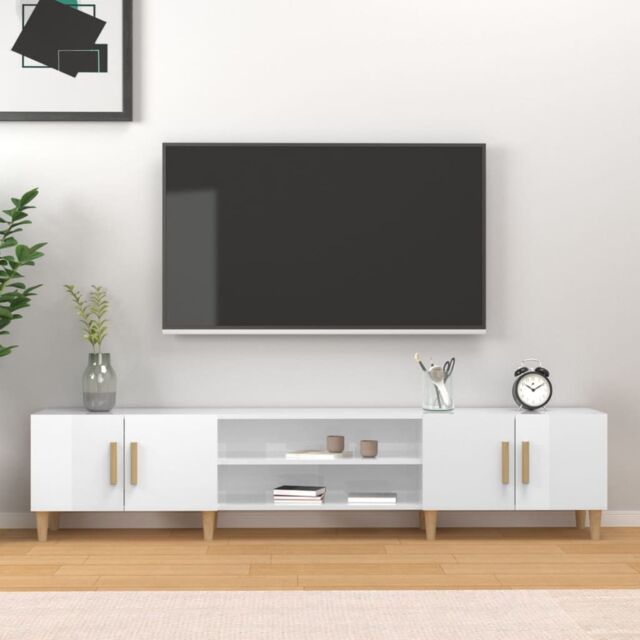Berkfield Home TV Cabinet High Gloss White 180x31.5x40 cm Engineered Wood - image 1