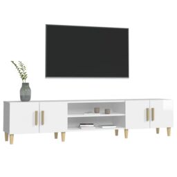 Berkfield Home TV Cabinet High Gloss White 180x31.5x40 cm Engineered Wood - thumbnail 4