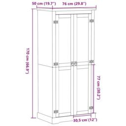 Berkfield Home Wardrobe Corona 76x50x170 cm Solid Wood Pine in Natural - Size: 76 x 50 x 170 cm - thumbnail 9