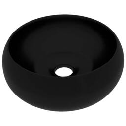 Berkfield Home Luxury Wash Basin Round Matt Black 40x15 cm Ceramic