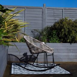 Charles Bentley Zanzibar Rocking Chair Grey Rattan String Seat - thumbnail 5