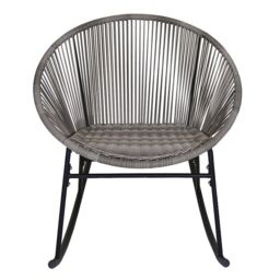 Charles Bentley Zanzibar Rocking Chair Grey Rattan String Seat - thumbnail 2